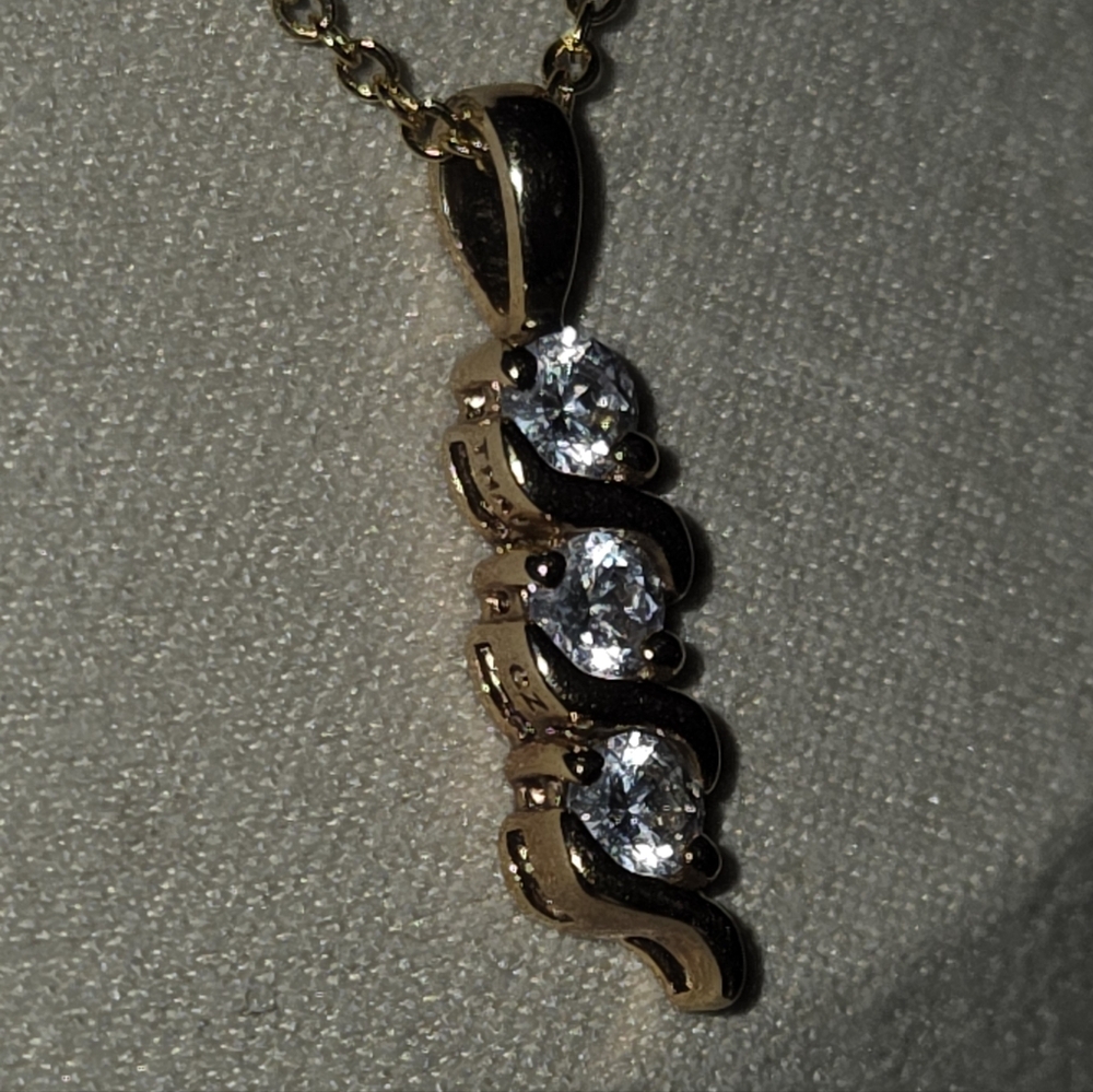 Sterling Silver And White CZ Bar Pendant Necklace
